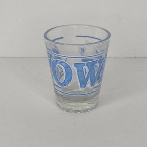 Vintage IOWA BLUE CLASSIC DESIGN SHOTGLASS Bushel Of Pork Pork Corn State A3